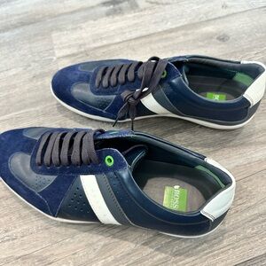 Hugo Boss Blue and White Sneakers Streamlined Design